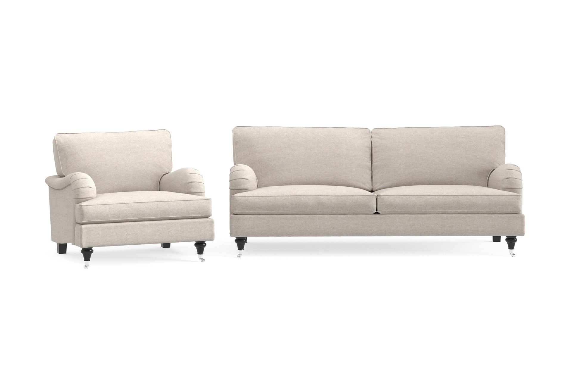 Howard Classic Soffgrupp 3-sits Soffa + F&aring;t&ouml;lj i Tyg - Beige