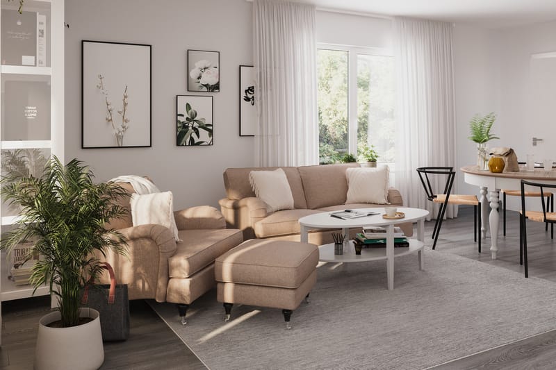 Howard Classic Soffgrupp 3-sits Soffa + Fåtölj i Tyg - Mörkbeige - Möbler - Vardagsrum - Soffgrupper - Howard soffgrupp