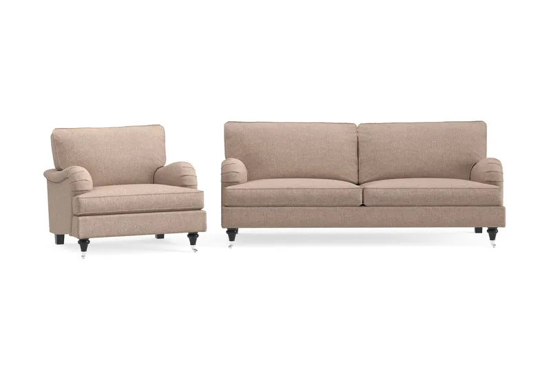 Howard Classic Soffgrupp 3-sits Soffa + Fåtölj i Tyg - Mörkbeige - Möbler - Vardagsrum - Soffgrupper - Howard soffgrupp
