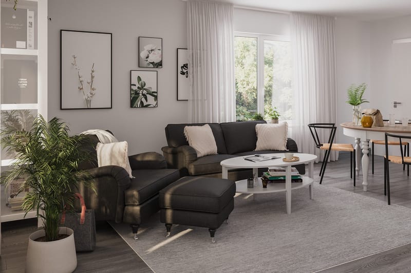 Howard Classic Soffgrupp 3-sits Soffa + Fåtölj i Tyg - Mörkgrå - Möbler - Vardagsrum - Soffgrupper - Howard soffgrupp