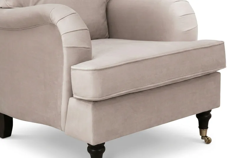 Howard Classic Soffgrupp 3-Sits Soffa och Fåtölj i Sammet - Beige - Möbler - Vardagsrum - Soffgrupper - Howard soffgrupp