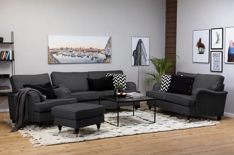 Howard Classic Soffgrupp 3-sits+Fåtölj - Antracit - Möbler - Vardagsrum - Soffgrupper - Chesterfield soffgrupp