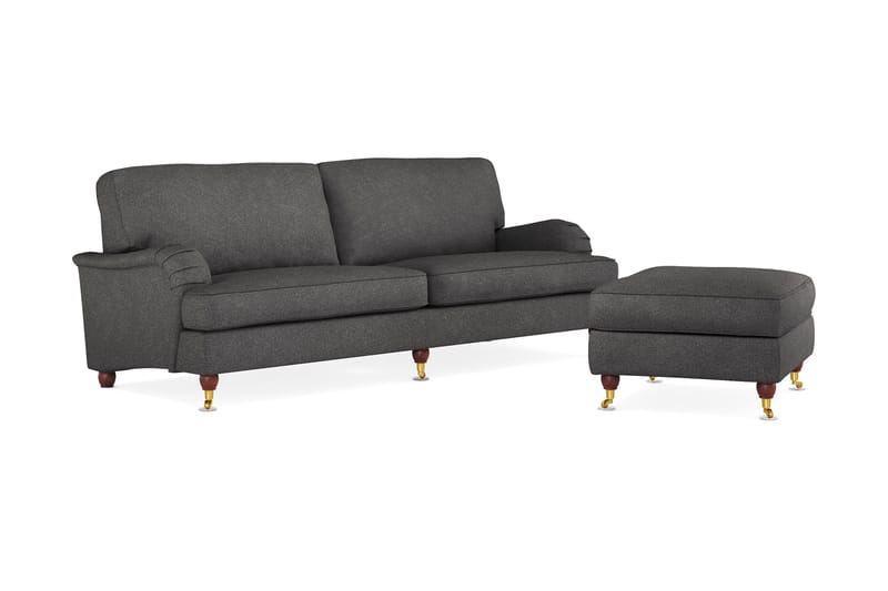 Howard Lyx 4-sits Tygsoffa + Fotpall - Mörkgrå - Möbler - Vardagsrum - Soffgrupper - Howard soffgrupp