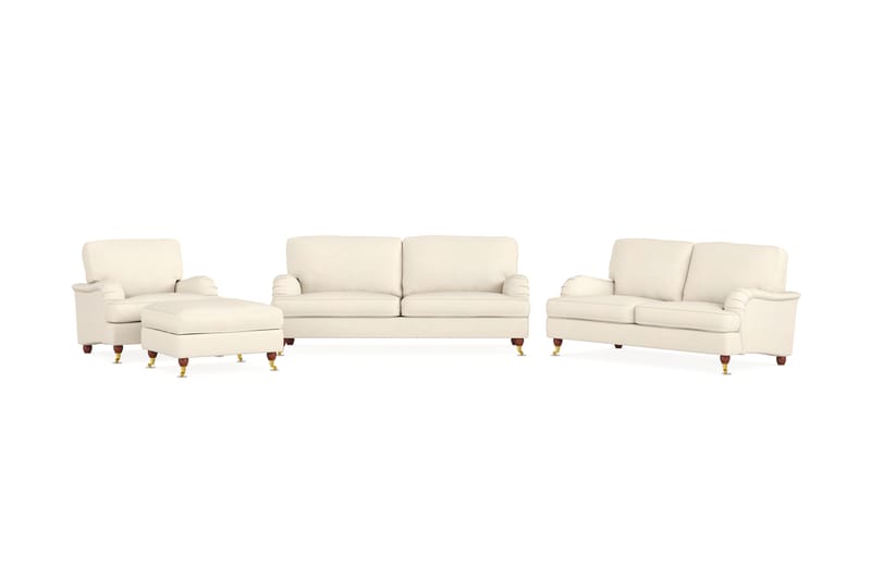 Howard Lyx Soffgrupp 3-sits + 2-sits Soffa + Fåtölj + Fotpall i Tyg - Beige - Möbler - Vardagsrum - Soffgrupper - Howard soffgrupp
