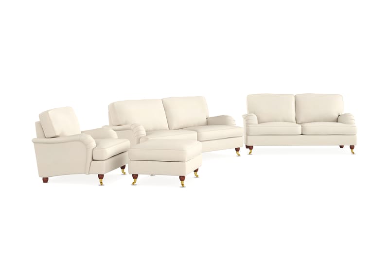 Howard Lyx Soffgrupp 3-sits + 2-sits Soffa + Fåtölj + Fotpall i Tyg - Beige - Möbler - Vardagsrum - Soffgrupper - Howard soffgrupp
