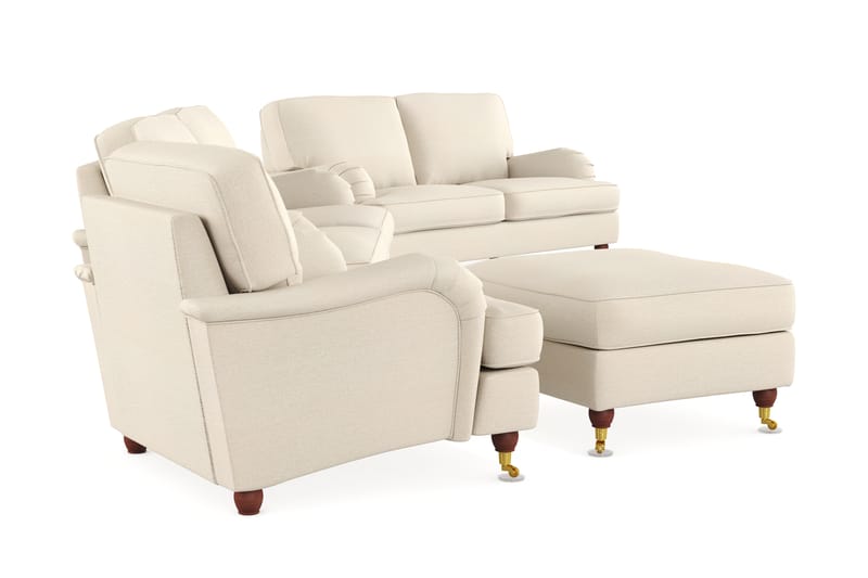 Howard Lyx Soffgrupp 3-sits + 2-sits Soffa + Fåtölj + Fotpall i Tyg - Beige - Möbler - Vardagsrum - Soffgrupper - Howard soffgrupp