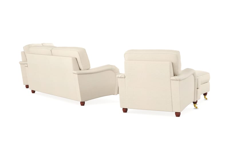 Howard Lyx Soffgrupp 3-sits + 2-sits Soffa + Fåtölj + Fotpall i Tyg - Beige - Möbler - Vardagsrum - Soffgrupper - Howard soffgrupp