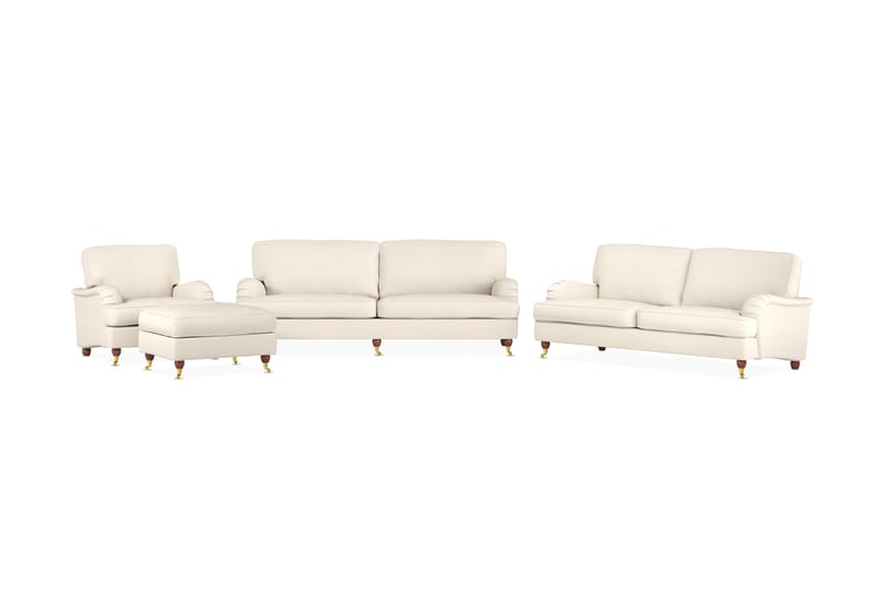 Howard Lyx Soffgrupp 3-sits + 2-sits Soffa + Fåtölj + Fotpall i Tyg - Beige - Möbler - Vardagsrum - Soffgrupper - Howard soffgrupp