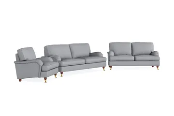 Howard Lyx Soffgrupp 3-sits + 2-sits Soffa + Fåtölj i Tyg - Ljusgrå - Möbler - Vardagsrum - Soffgrupper - Howard soffgrupp