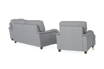 Howard Lyx Soffgrupp 3-sits + 2-sits Soffa + Fåtölj i Tyg - Ljusgrå - Möbler - Vardagsrum - Soffgrupper - Howard soffgrupp