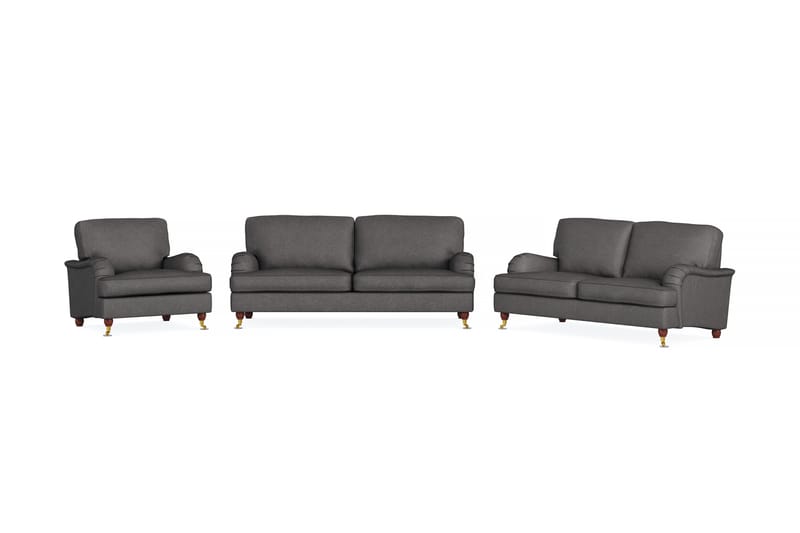Howard Lyx Soffgrupp 3-sits + 2-sits Soffa + Fåtölj i Tyg - Mörkgrå - Möbler - Vardagsrum - Soffgrupper - Howard soffgrupp