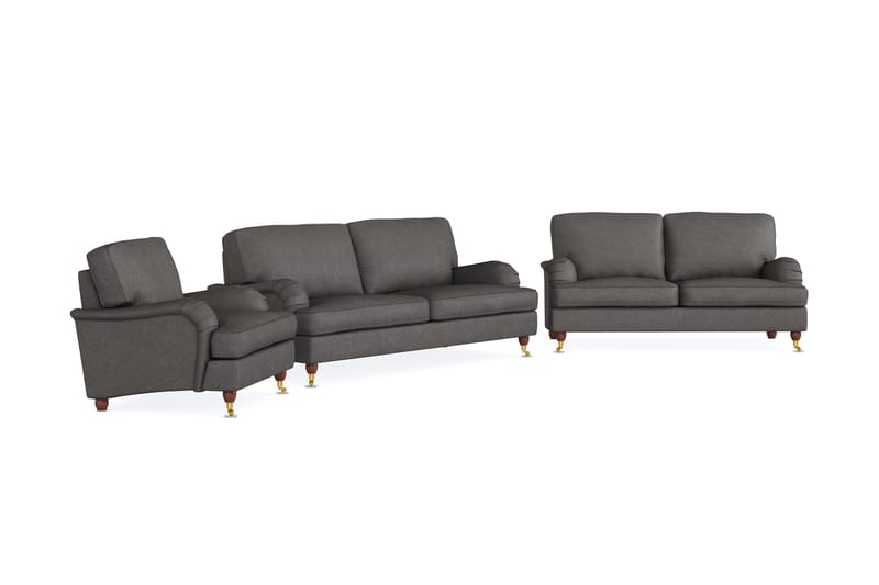 Howard Lyx Soffgrupp 3-sits + 2-sits Soffa + Fåtölj i Tyg - Mörkgrå - Möbler - Vardagsrum - Soffgrupper - Howard soffgrupp
