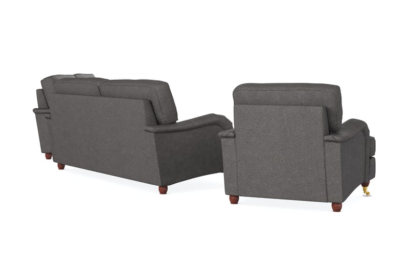 Howard Lyx Soffgrupp 3-sits + 2-sits Soffa + Fåtölj i Tyg - Mörkgrå - Möbler - Vardagsrum - Soffgrupper - Howard soffgrupp