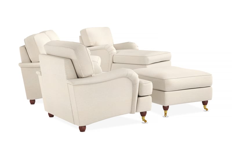 Howard Lyx Soffgrupp 3-sits Soffa + Divanfåtölj + Fåtölj + Fotpall i Tyg - Beige - Möbler - Vardagsrum - Soffgrupper - Howard soffgrupp