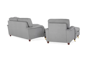 Howard Lyx Soffgrupp 3-sits Soffa + Divanfåtölj + Fåtölj + Fotpall i Tyg - Ljusgrå - Möbler - Vardagsrum - Soffgrupper - Howard soffgrupp