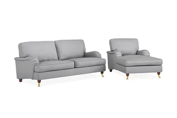 Howard Lyx Soffgrupp 3-sits Soffa + Divanfåtölj i Tyg - Ljusgrå - Möbler - Vardagsrum - Soffgrupper - Howard soffgrupp