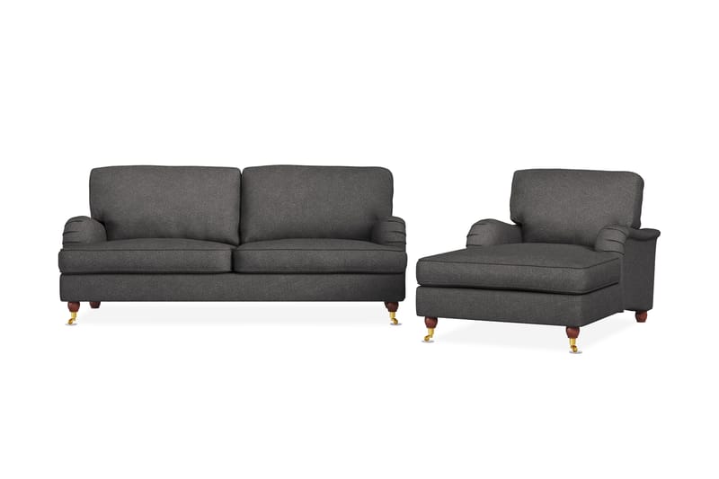 Howard Lyx Soffgrupp 3-sits Soffa + Divanfåtölj i Tyg - Mörkgrå - Möbler - Vardagsrum - Soffgrupper - Howard soffgrupp