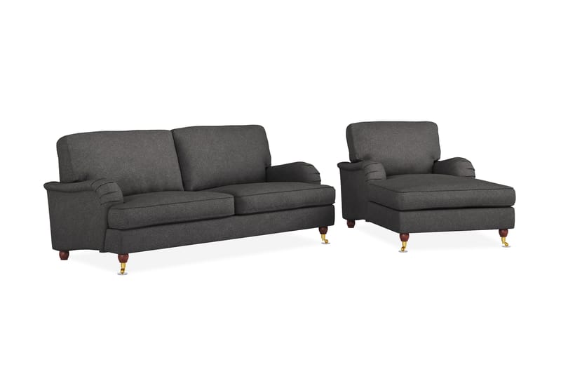 Howard Lyx Soffgrupp 3-sits Soffa + Divanfåtölj i Tyg - Mörkgrå - Möbler - Vardagsrum - Soffgrupper - Howard soffgrupp