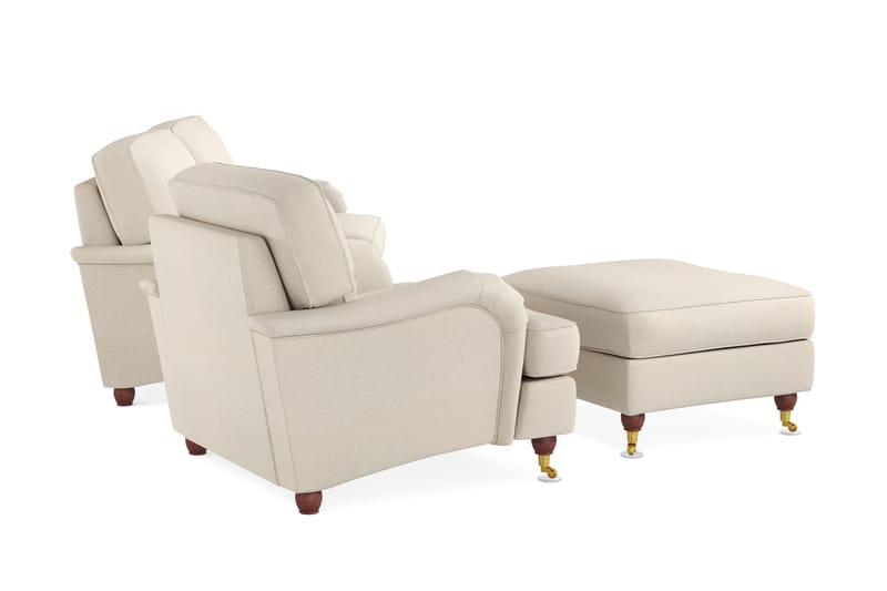 Howard Lyx Soffgrupp 3-sits Soffa + Fåtölj + Fotpall i Tyg - Beige - Möbler - Vardagsrum - Soffgrupper - Howard soffgrupp