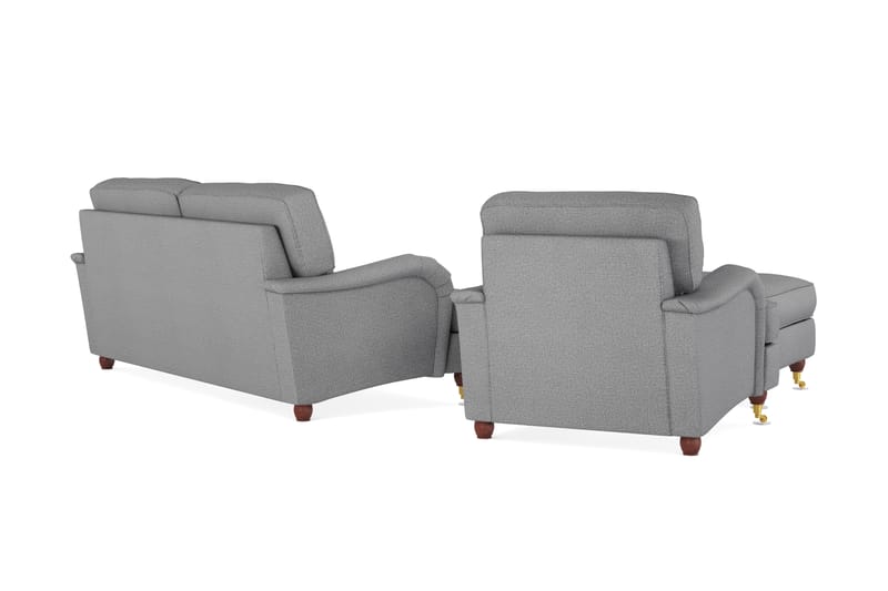 Howard Lyx Soffgrupp 3-sits Soffa + Fåtölj + Fotpall i Tyg - Ljusgrå - Möbler - Vardagsrum - Soffgrupper - Howard soffgrupp