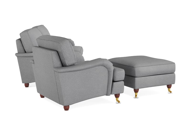 Howard Lyx Soffgrupp 3-sits Soffa + Fåtölj + Fotpall i Tyg - Ljusgrå - Möbler - Vardagsrum - Soffgrupper - Howard soffgrupp