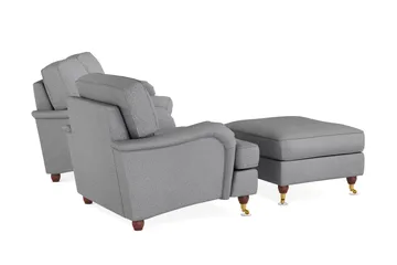 Howard Lyx Soffgrupp 3-sits Soffa + Fåtölj + Fotpall i Tyg - Ljusgrå - Möbler - Vardagsrum - Soffgrupper - Howard soffgrupp