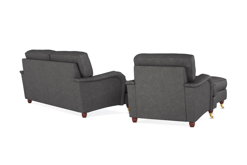 Howard Lyx Soffgrupp 3-sits Soffa + Fåtölj + Fotpall i Tyg - Mörkgrå - Möbler - Vardagsrum - Soffgrupper - Howard soffgrupp
