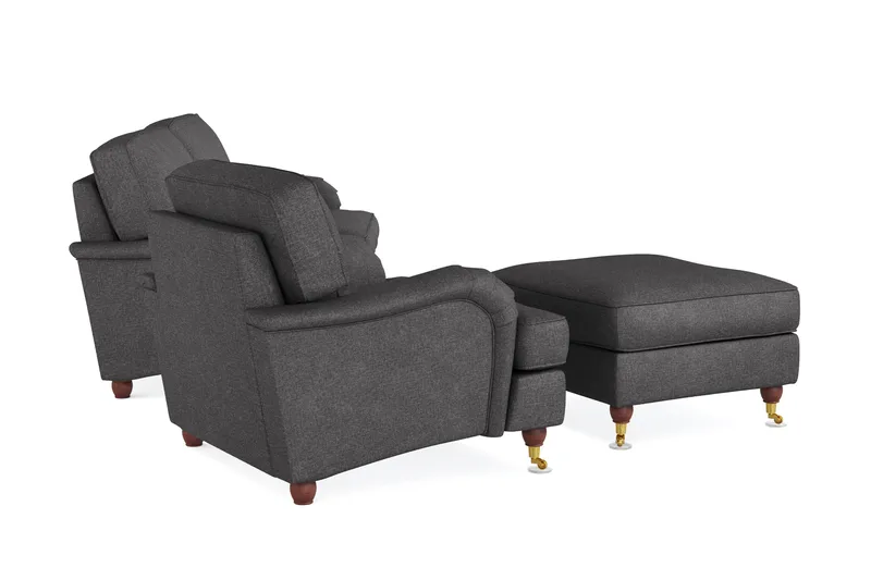 Howard Lyx Soffgrupp 3-sits Soffa + Fåtölj + Fotpall i Tyg - Mörkgrå - Möbler - Vardagsrum - Soffgrupper - Howard soffgrupp