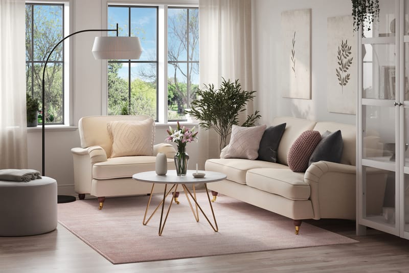Howard Lyx Soffgrupp 3-sits Soffa + Fåtölj i Tyg - Beige - Möbler - Vardagsrum - Soffgrupper - Howard soffgrupp