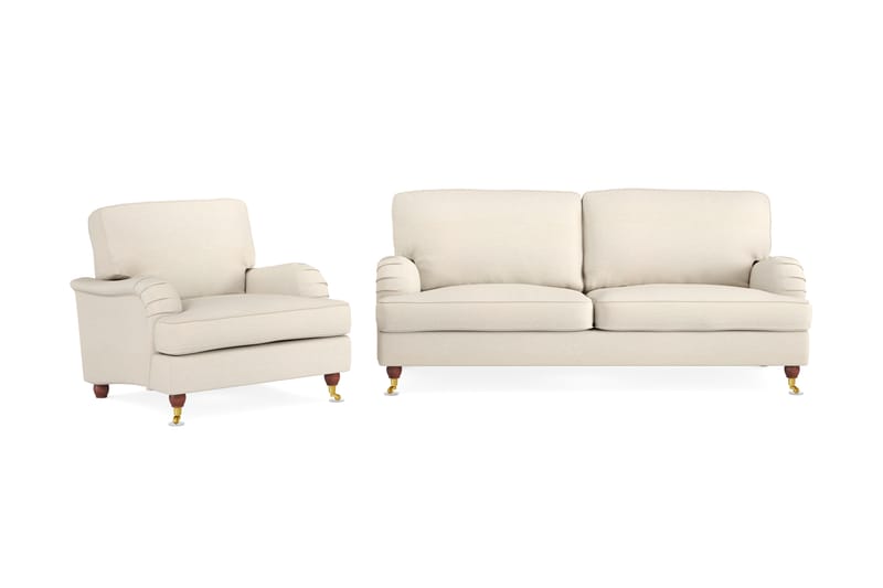 Howard Lyx Soffgrupp 3-sits Soffa + Fåtölj i Tyg - Beige - Möbler - Vardagsrum - Soffgrupper - Howard soffgrupp