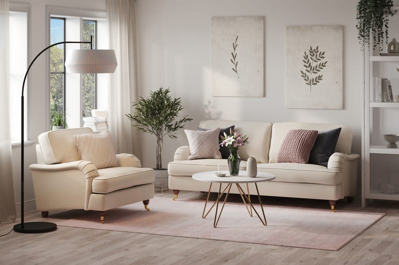 Howard Lyx Soffgrupp 3-sits Soffa + Fåtölj i Tyg - Beige - Möbler - Vardagsrum - Soffgrupper - Howard soffgrupp