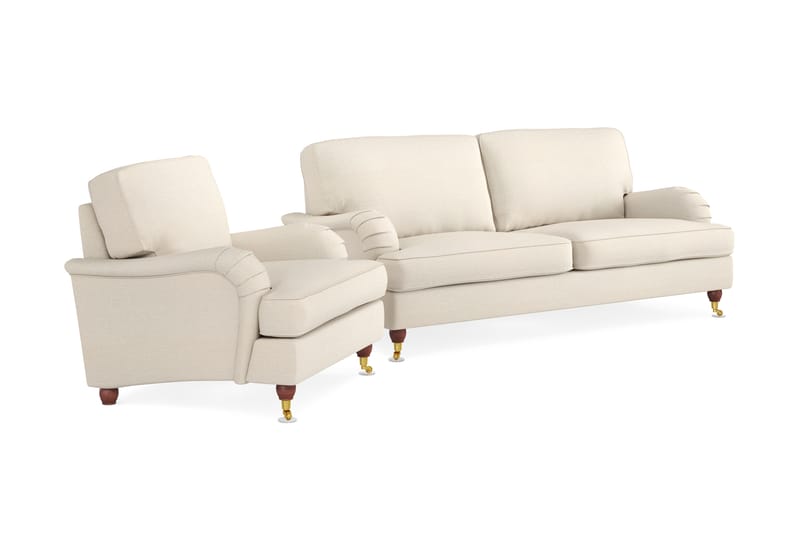 Howard Lyx Soffgrupp 3-sits Soffa + Fåtölj i Tyg - Beige - Möbler - Vardagsrum - Soffgrupper - Howard soffgrupp