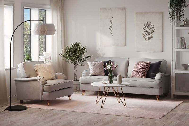 Howard Lyx Soffgrupp 3-sits Soffa + Fåtölj i Tyg - Ljusgrå - Möbler - Vardagsrum - Soffgrupper - Howard soffgrupp