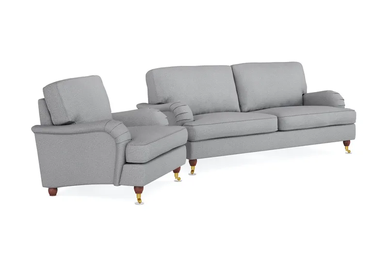 Howard Lyx Soffgrupp 3-sits Soffa + Fåtölj i Tyg - Ljusgrå - Möbler - Vardagsrum - Soffgrupper - Howard soffgrupp