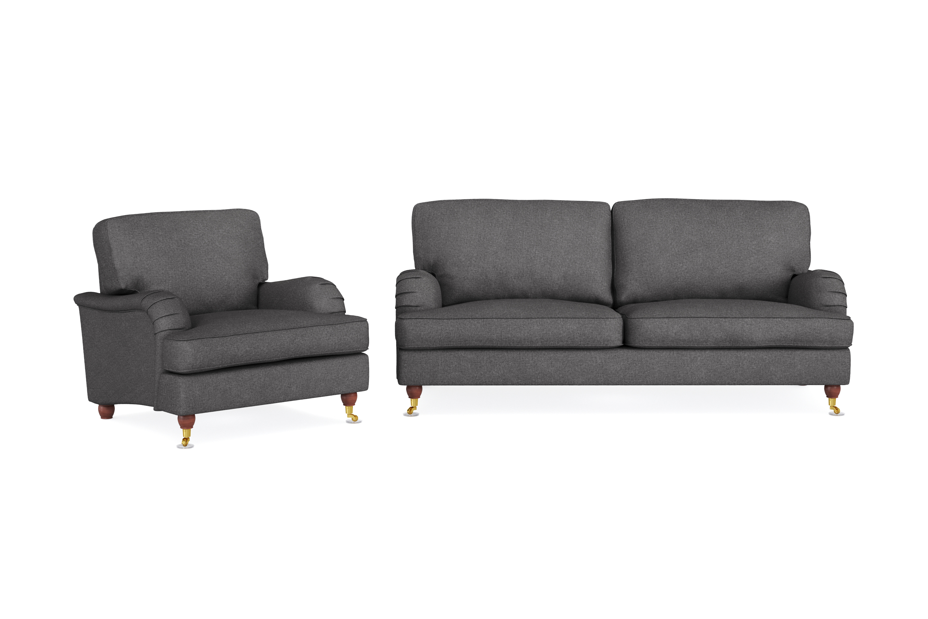 howard lyx soffgrupp 3-sits soffa + fåtölj i tyg - mörkgrå