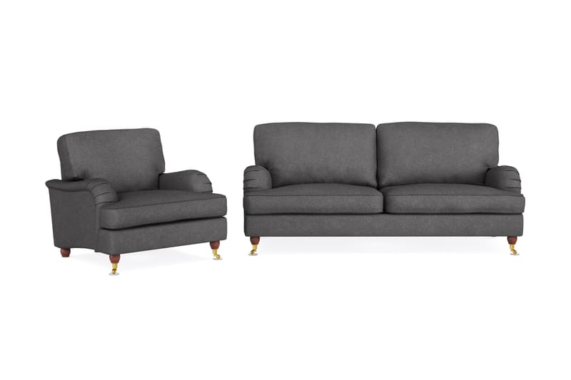 Howard Lyx Soffgrupp 3-sits Soffa + Fåtölj i Tyg - Mörkgrå - Möbler - Vardagsrum - Soffgrupper - Howard soffgrupp
