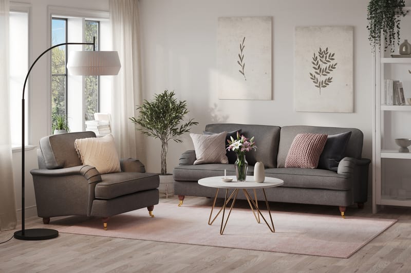 Howard Lyx Soffgrupp 3-sits Soffa + Fåtölj i Tyg - Mörkgrå - Möbler - Vardagsrum - Soffgrupper - Howard soffgrupp