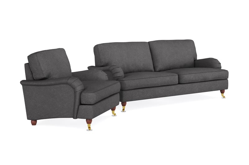 Howard Lyx Soffgrupp 3-sits Soffa + Fåtölj i Tyg - Mörkgrå - Möbler - Vardagsrum - Soffgrupper - Howard soffgrupp