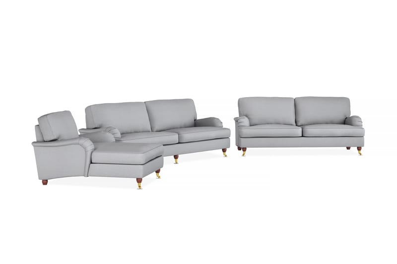 Howard Lyx Soffgrupp 4-sits + 3-sits Soffa + Divanfåtölj i Tyg - Ljusgrå - Möbler - Vardagsrum - Soffgrupper - Howard soffgrupp