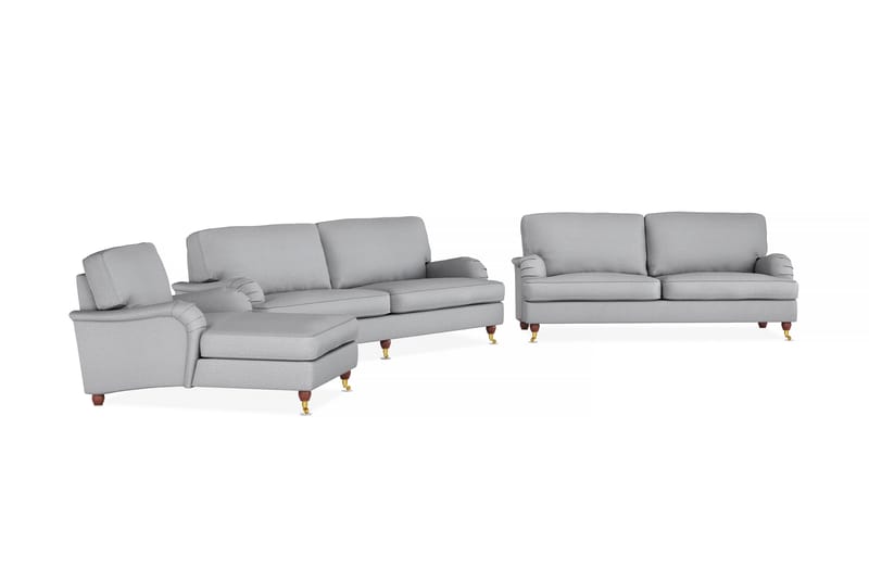 Howard Lyx Soffgrupp 4-sits + 3-sits Soffa + Divanfåtölj i Tyg - Ljusgrå - Möbler - Vardagsrum - Soffgrupper - Howard soffgrupp
