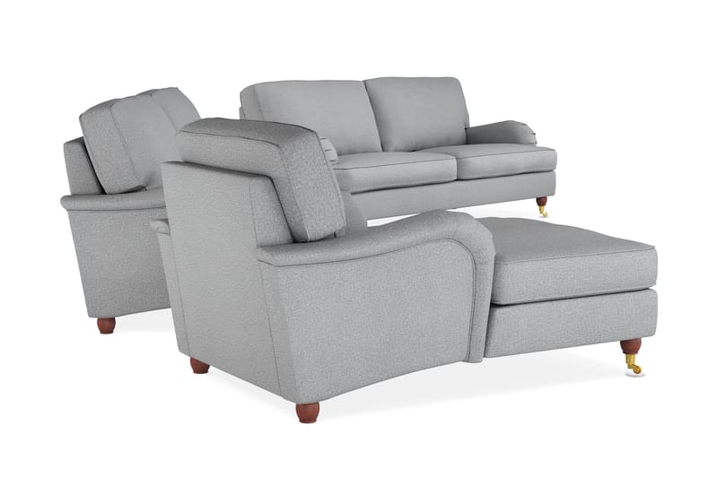 Howard Lyx Soffgrupp 4-sits + 3-sits Soffa + Divanfåtölj i Tyg - Ljusgrå - Möbler - Vardagsrum - Soffgrupper - Howard soffgrupp
