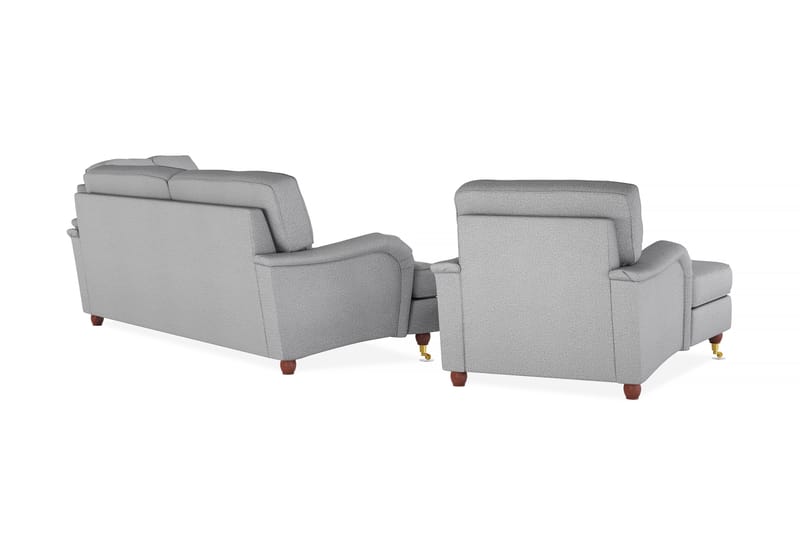 Howard Lyx Soffgrupp 4-sits + 3-sits Soffa + Divanfåtölj i Tyg - Ljusgrå - Möbler - Vardagsrum - Soffgrupper - Howard soffgrupp
