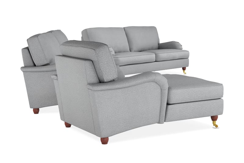 Howard Lyx Soffgrupp 4-sits + 3-sits Soffa + Divanfåtölj i Tyg - Ljusgrå - Möbler - Vardagsrum - Soffgrupper - Howard soffgrupp
