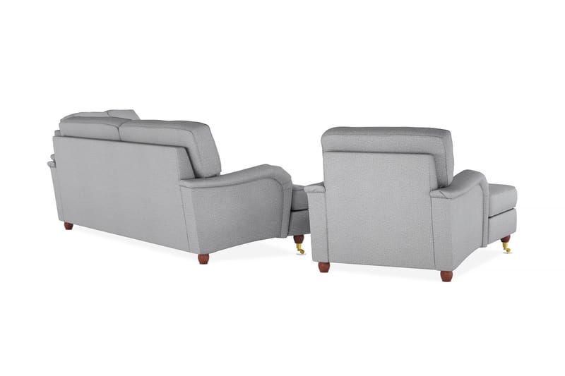 Howard Lyx Soffgrupp 4-sits + 3-sits Soffa + Divanfåtölj i Tyg - Ljusgrå - Möbler - Vardagsrum - Soffgrupper - Howard soffgrupp