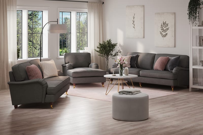 Howard Lyx Soffgrupp 4-sits + 3-sits Soffa + Divanfåtölj i Tyg - Mörkgrå - Möbler - Vardagsrum - Soffgrupper - Howard soffgrupp