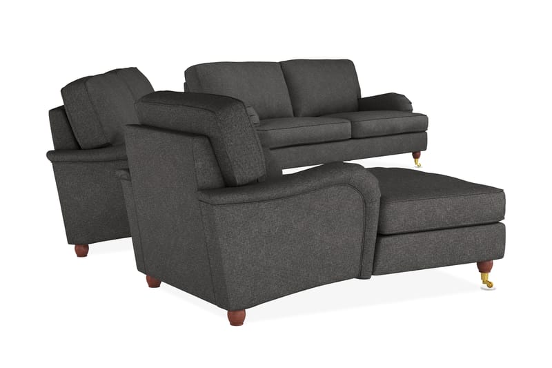 Howard Lyx Soffgrupp 4-sits + 3-sits Soffa + Divanfåtölj i Tyg - Mörkgrå - Möbler - Vardagsrum - Soffgrupper - Howard soffgrupp