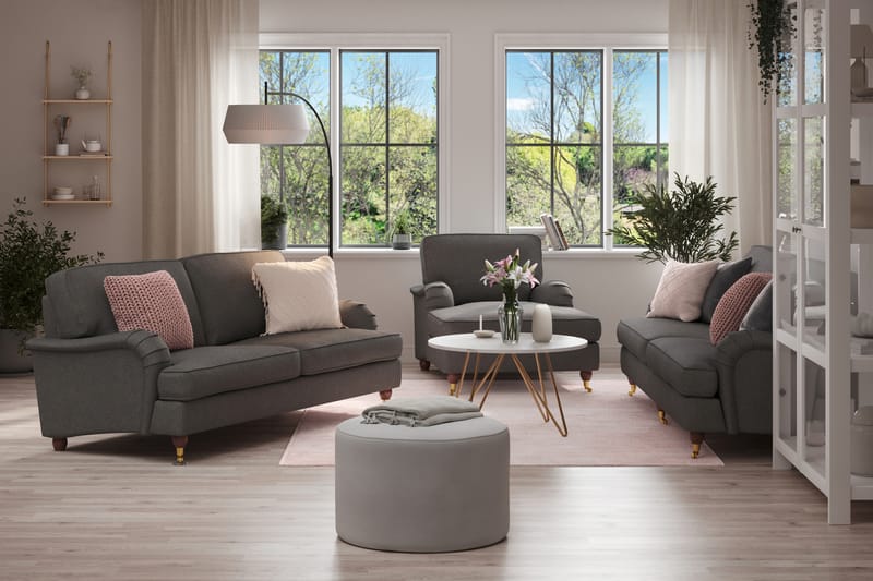 Howard Lyx Soffgrupp 4-sits + 3-sits Soffa + Divanfåtölj i Tyg - Mörkgrå - Möbler - Vardagsrum - Soffgrupper - Howard soffgrupp