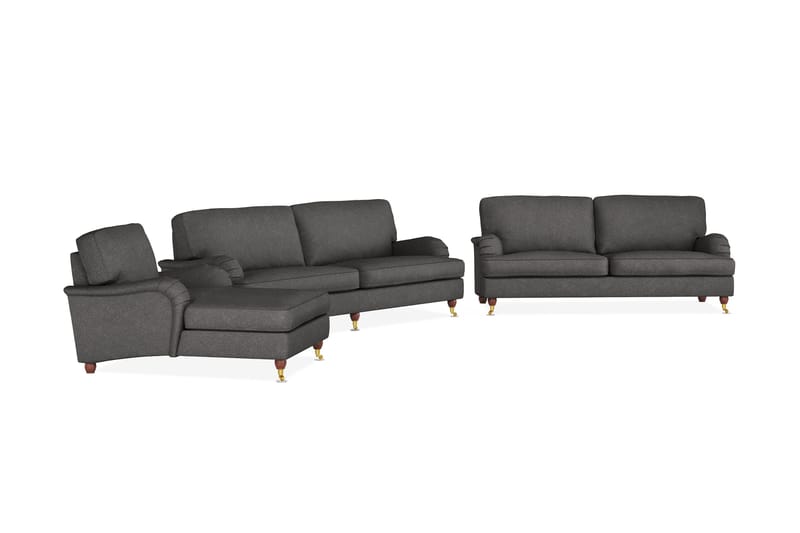 Howard Lyx Soffgrupp 4-sits + 3-sits Soffa + Divanfåtölj i Tyg - Mörkgrå - Möbler - Vardagsrum - Soffgrupper - Howard soffgrupp
