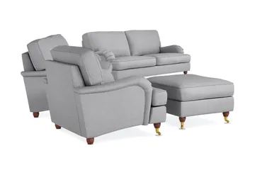 Howard Lyx Soffgrupp 4-sits + 3-sits Soffa + Fåtölj + Fotpall i Tyg - Ljusgrå - Möbler - Vardagsrum - Soffgrupper - Howard soffgrupp