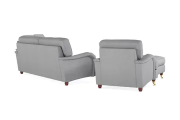 Howard Lyx Soffgrupp 4-sits + 3-sits Soffa + Fåtölj + Fotpall i Tyg - Ljusgrå - Möbler - Vardagsrum - Soffgrupper - Howard soffgrupp